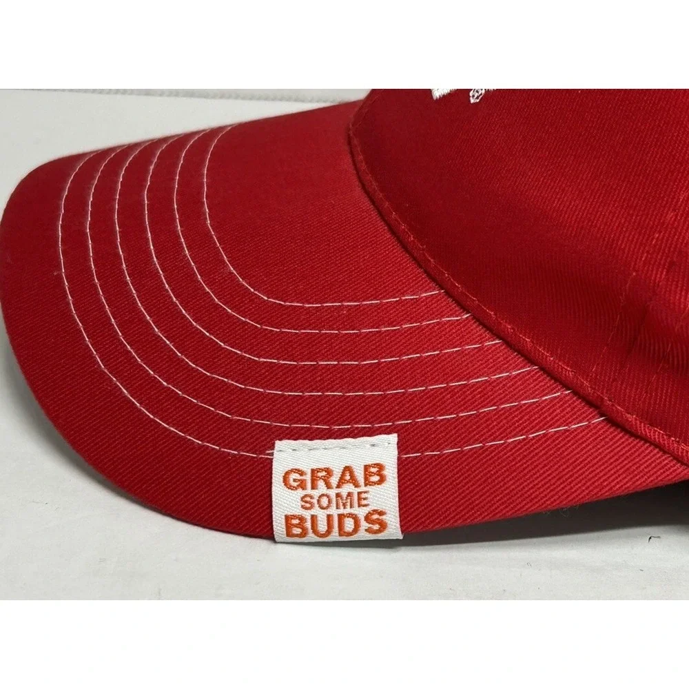Budweiser‎ Grab Some Buds Hat Adjustable Baseball Cap K-Products Red EUC